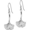 thumbnail image 2 of Sterling Silver Rhod-Plated Polished Grooved Ginkgo Leaf Dangle Earrings (Width 16.4) (Length 38.3) - Jbsp, 2 of 5