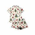 thumbnail image 7 of FDGIU Women's Christmas Pajama Short Set, 2-Piece Short Sleeve Lapel Top & Shorts, Holiday Print Matching Lounge & Sleepwear, 7 of 7