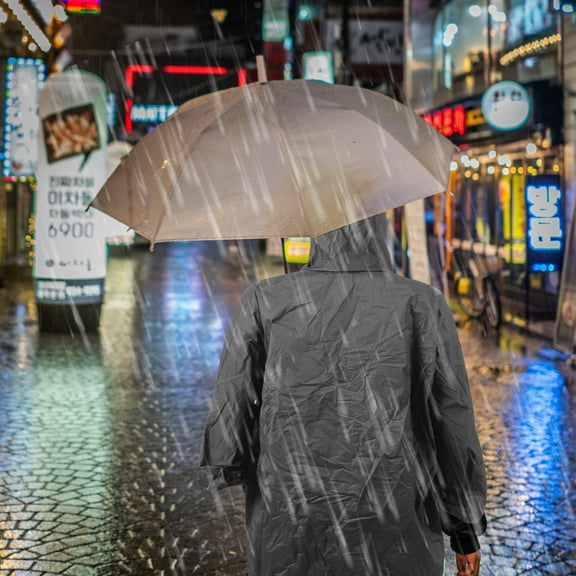 Worgeous Adult Rain Poncho with Hood Reusable Ponchos Long Coats for Men and Women Man Black