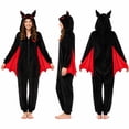 thumbnail image 2 of GOBWCOT Bat Onesie Pajamas for Adults Flannel Hooded Jumpsuit with Bat Wings Halloween Costume Cosplay One Piece Sleepwear Outfit for Women Men, 2 of 7
