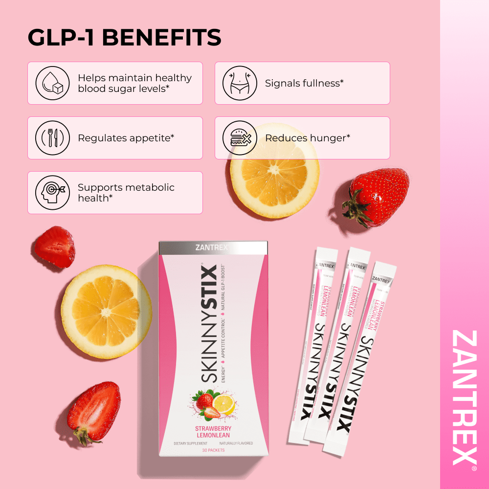 Zantrex SkinnyStix – Energy, Appetite Support, Weight Management Drink Mix, 10 Calories, Strawberry Lemonade, 15 Packets