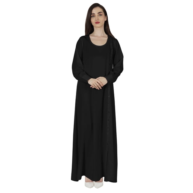 Bimba Robe de Prière Islamique pour Femmes avec Manches à Revers Hijab Abaya Traditionnelle Musulmane Robes