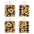 thumbnail image 2 of Lsque Vintage Black White Plaid Sunflowe Printed Tissue Box Cover Holder, Facial Paper Organizer Dispenser,Square with Bottom Belt, PVC Leather Decorative Organizer, 2 of 8