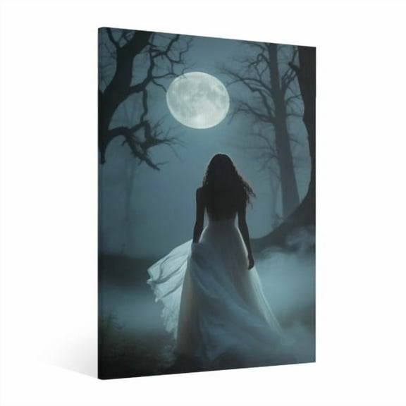 Vintage Halloween Witch Canvas Wall Art Painting, Retro Horror Creepy Dark Poster, Halloween Gothic Artwork Picture Print Decor,Spooky Ghost Wall Decor for Bar Living Room Bedroom Party Framed ﻿