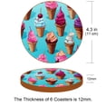 thumbnail image 3 of Ice Cream Luxury Round Drink Coasters Set of 6pcs - Microfiber Leather Coasters 11x11 cm/4.3x4.3 in - Stylish Drink Coaster for Table, 3 of 6