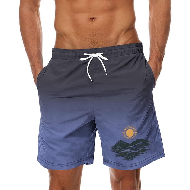 Pantalones de Playa con Cordón Impreso con Cintura Elástica para Hombre, con Bolsillos para Uso Casual Y Al Aire Libre