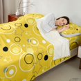 thumbnail image 4 of Manfei Cute Geometric Star Queen Sheets, Circular Dot Queen Sheet Sets, Yellow Black White, Colorful Stars Reversible 4 Pieces1 Flat Sheet + 1 Fitted Sheet + 2 Pillowcases, 4 of 6