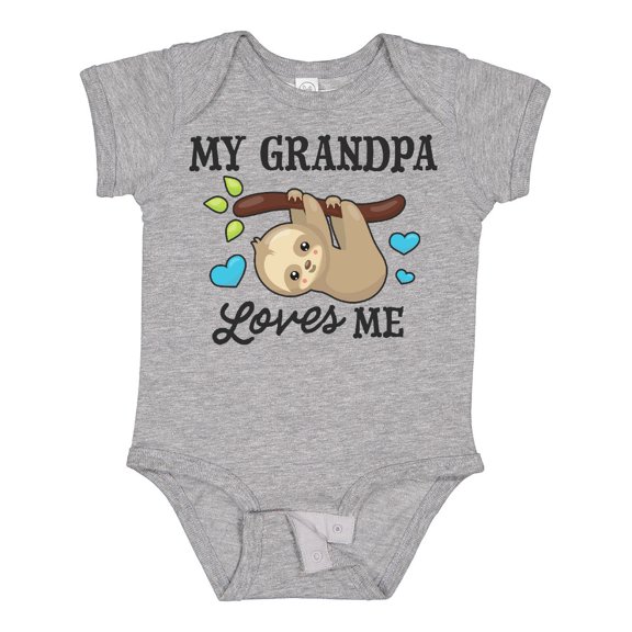 Inktastic My Grandpa Loves Me with Sloth and Hearts Boys or Girls Baby Bodysuit