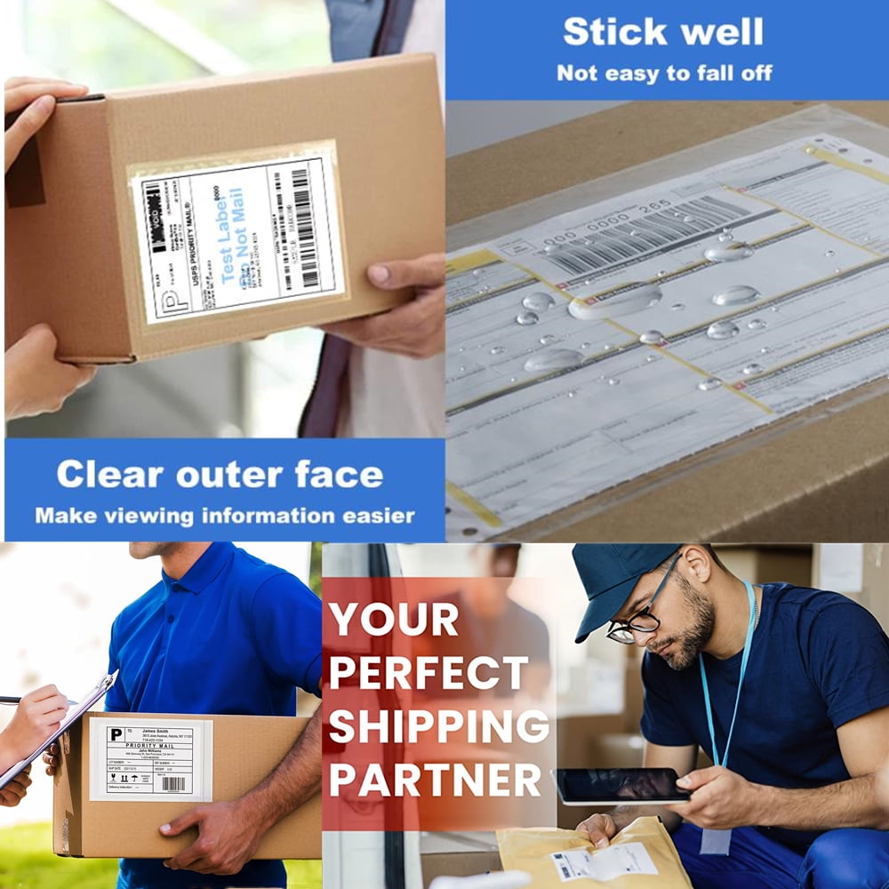 NefLaca Clear Self-Adhesive Packing List Envelopes/Shipping Label Pouches, 7.5" x 5.5", 500 Pack