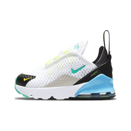 Nike Unisex Kids Air Max 270 Casual & Dress Shoe, Standard, White/Hyper Jade-Black, Size 2