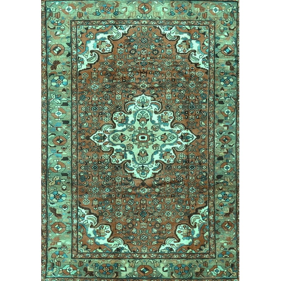 Ahgly Company Machine Washable Indoor Rectangle Persian Turquoise Blue Traditional Area Rugs, 5' x 8'