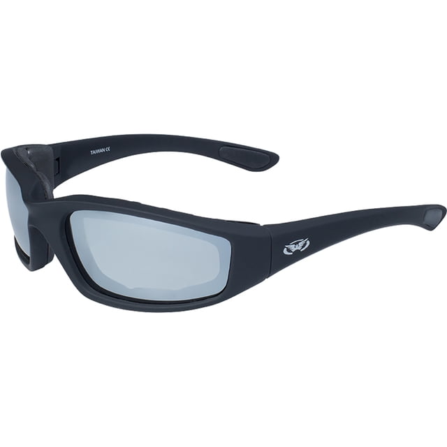 Global Vision Kickback Padded Motorcycle Sunglasses Black Frame + Mirror Lens