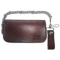 thumbnail image 2 of Men's Antique Brown 6'' Leather Chain Wallet W/ Eagle & USA Flag, 2 of 3
