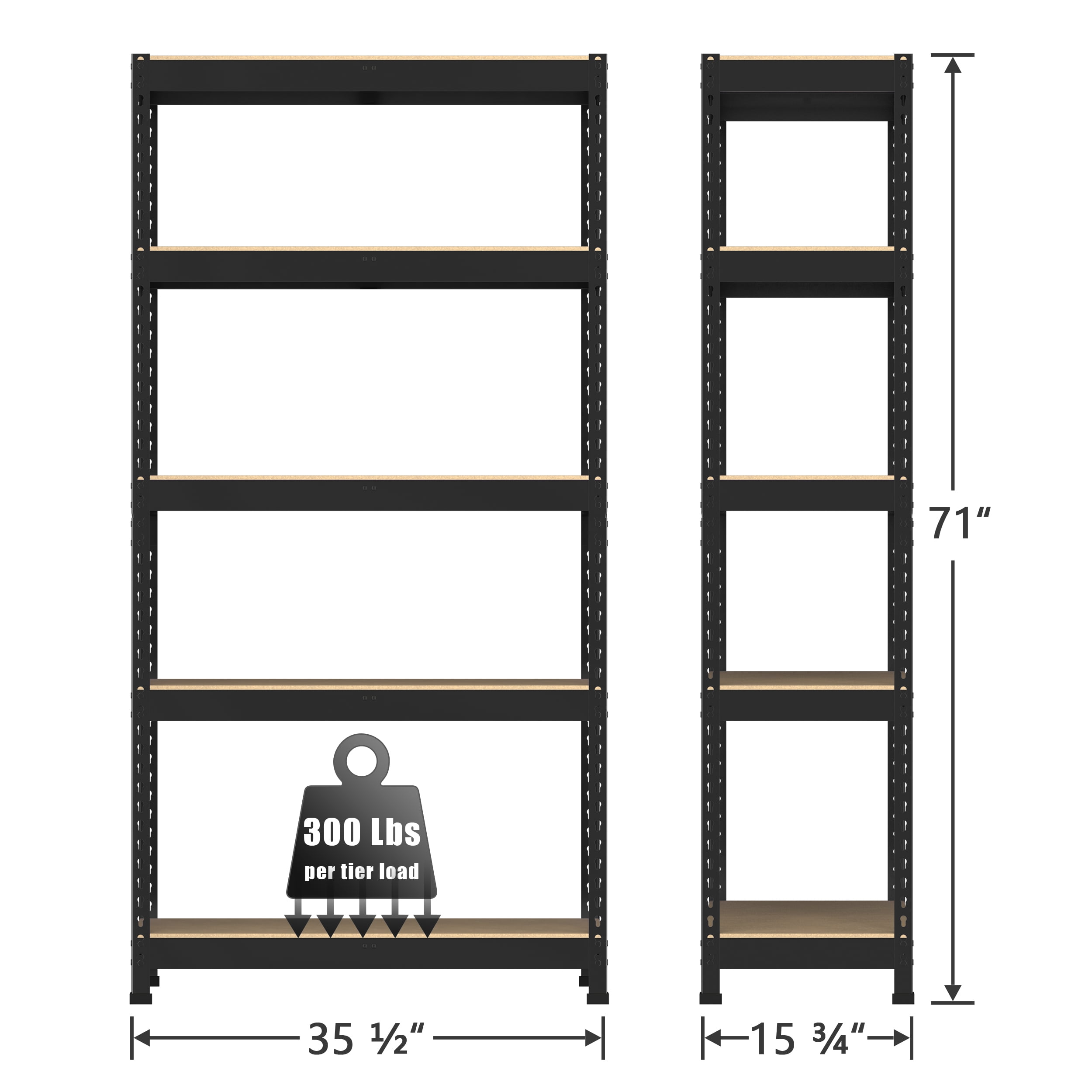 TrumanPick Metal Storage Shelves 36" W x 16" D x 71" H Adjustable Heavy Duty Shelving for Garage,1500lbs