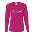 thumbnail image 2 of Wild Bobby, Blessed Inspirational Quote Heart Love, Inspirational/Christian, Women Graphic Long Sleeve Tee, Fuschia, X-Large, 2 of 3