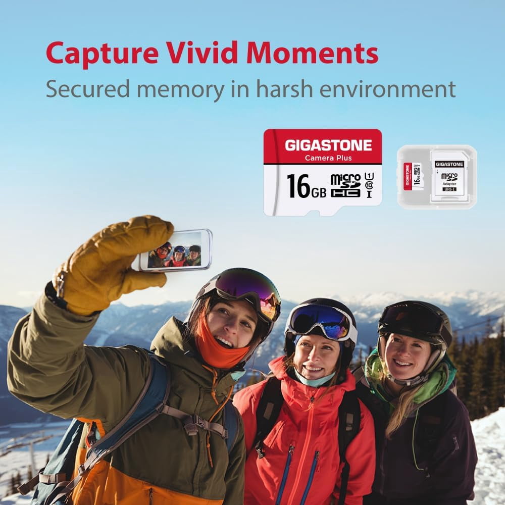 Gigastone 16GB Camera Plus MicroSDHC memory Card 85MB/s, Full HD Video, U1 Class 10 compatible with Nintendo Switch Dash Cams GoPro Camera Samsung Canon Nikon Drone