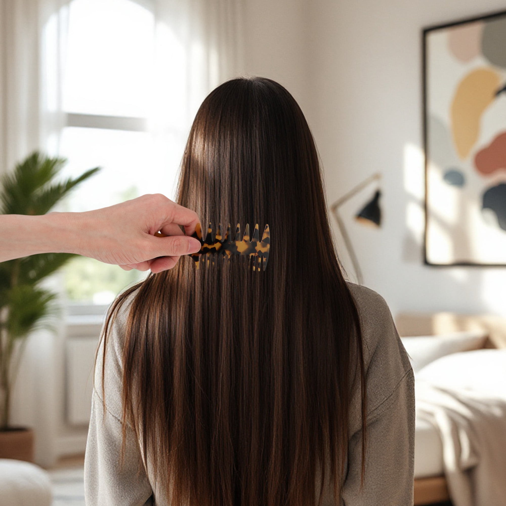 Unique Bargains 1 Pc Fashionable 3 in 1 Fish Bone Hair Comb for All Hair Types Brown
