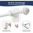 thumbnail image 2 of No Drill Curtain Rods for Window 28 to 47 Inches, 5/8 Inch Diameter Renter Friendly Drapery Rod with Adhesive Brackets without Drilling, Adjustable from 27 to 52 Inches, White, 2 of 8