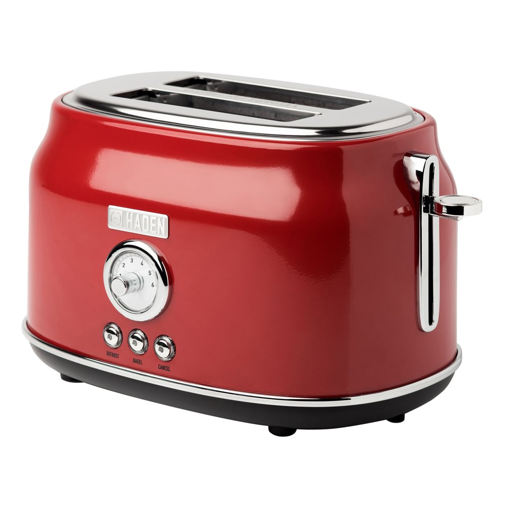 Haden Dorset 2Slice Wide Slot Stainless Steel Retro Toaster, Red 75001