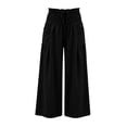thumbnail image 7 of CQONEPT Smocked Waist Pants for Women Wide Leg Fall Casual Lounge Pant High Waisted Palazzo Ruffle Full Length Soft Trousers with Pocket Black 2XL, 7 of 7