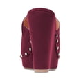 thumbnail image 2 of YDN Women Comfy Open Toe Studded Slide Sandals High Wedge Heels Platform Clogs Mules Slip On Shoes Size 8.5 Wine Red, 2 of 5