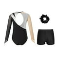 thumbnail image 2 of Alvivi Kids Girls Long Sleeve Gymnastics Leotard with Shorts Hair Scrunchie Dance Unitard Biketards Silver 6, 2 of 7