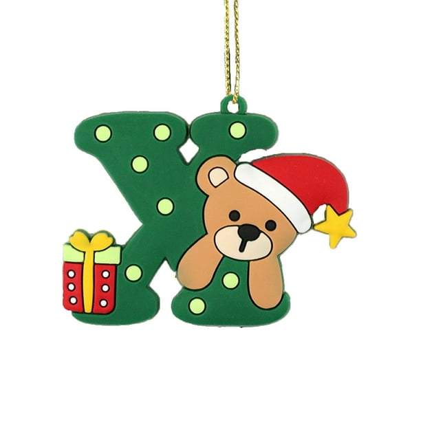 Adornos navideños colgantes con letras mayúsculas en inglés. Juego de 26 adornos navideños con letras mayúsculas en inglés. Decoración colgante para jardín, Navidad y Halloween.