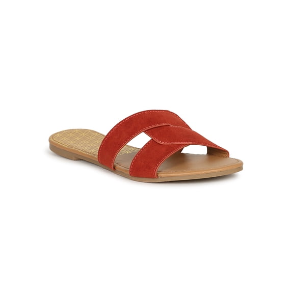 Women's Cutout Almond Toe Slide Flat Sandals 19697