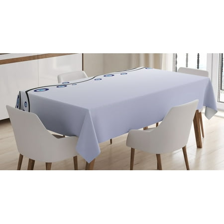 

Evil Eye Tablecloth Eye Shaped Amulets Vertical Wavy Lines Artistic Magical Belief Happiness Rectangular Table Cover for Dining Room Kitchen 52 X 70 Inches Blue Black Lilac by Ambesonne