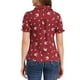 thumbnail image 3 of INSPIRAR CHIC Blusa de Algodón con Cuello Peter Pan y Mangas Abullonadas para Mujeres, Estampado Floral, para Uso Casual de Verano, Talla L, Rojo Oscuro Floral, 3 of 6