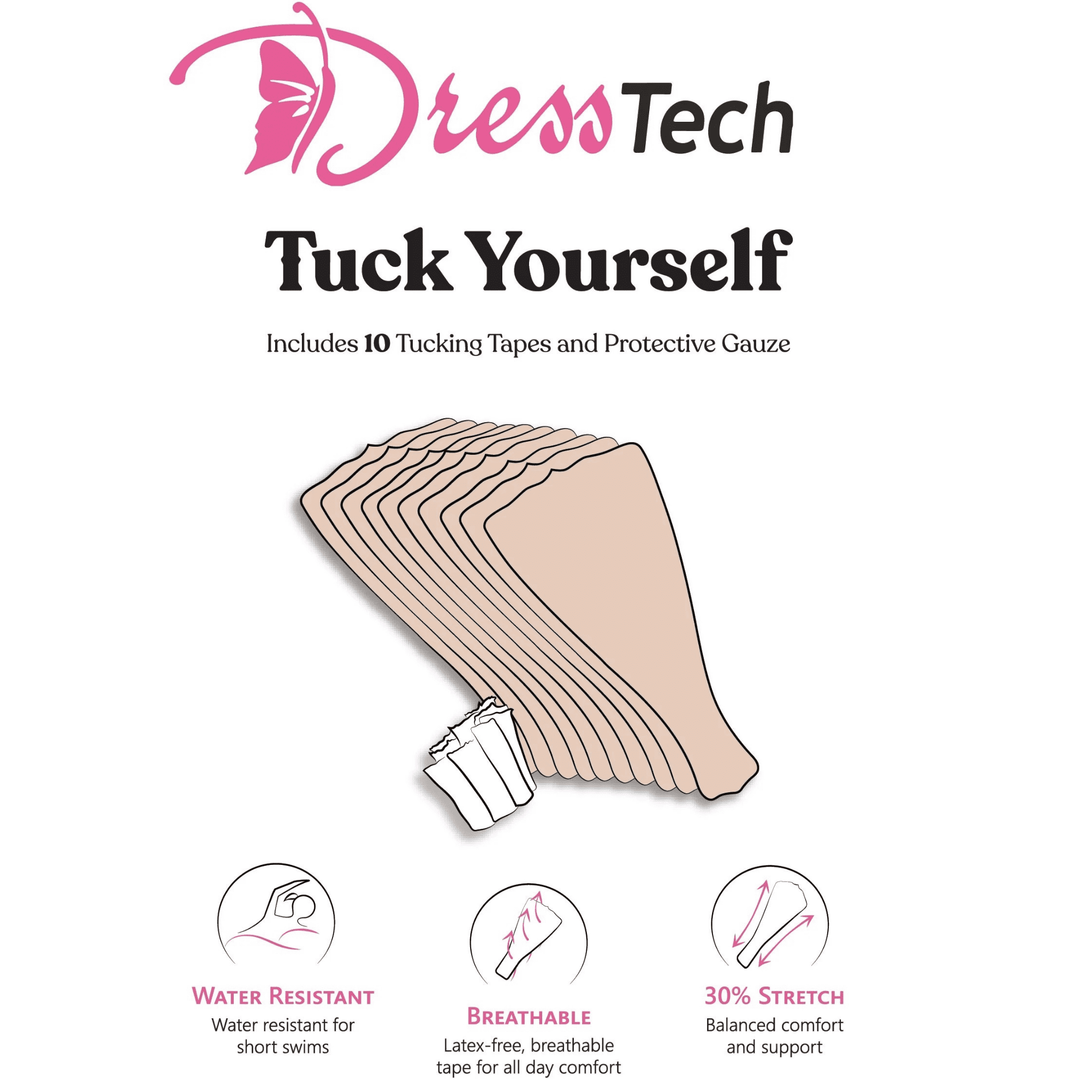 DressTech Body Tape (10 Pack) Unisex, Drag Queens and Crossdressers