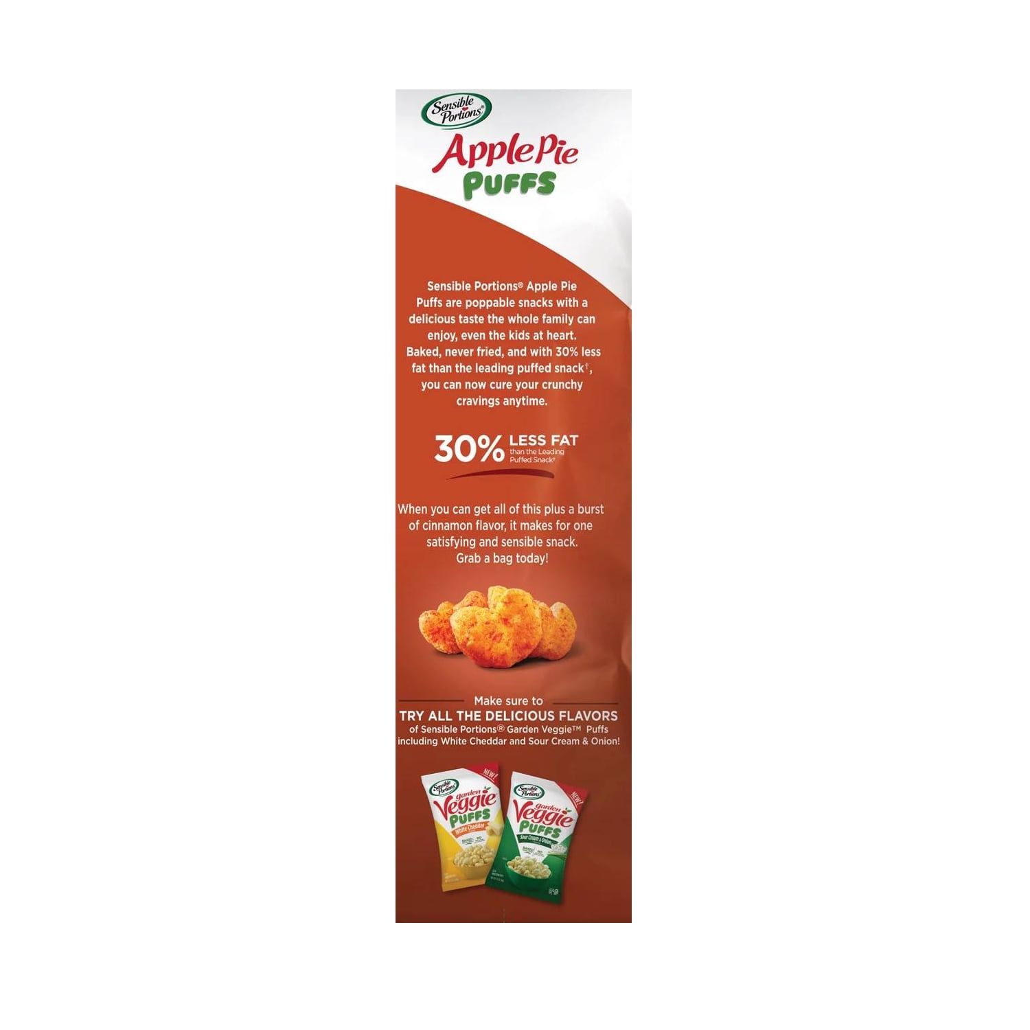 Sensible Portions Gluten-Free Cinnamon Apple Pie Snack Puffs, 3.75 oz