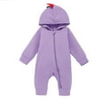 thumbnail image 2 of Lilgiuy Baby Boy Girl Hoodie Romper Solid Color Cute Dinosaur Long Sleeve Zipper Siamese Climbing Romper Spring Fall Outfit Clothes Purple（3-6Months）, 2 of 5