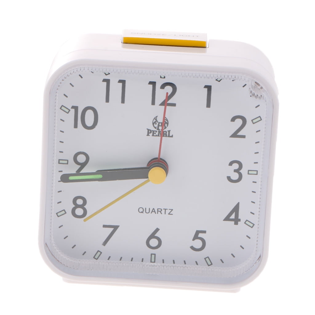 Analog Alarm Clock Plastic Bedside Table Travel Quartz 