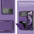 thumbnail image 6 of for iPhone 12 Case Wallet Cover 4-Card Credit Card Holder ID Slot Scratch Resistant Dual Layer Hybrid Protective Hard Shell Rugged TPU Bumper Armor Case for iPhone 12 6.1 inch GreyPurple, 6 of 13
