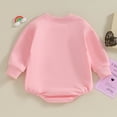 thumbnail image 3 of Bagilaanoe Newborn Baby Girl Valentine’s Day Romper Sweatshirt Long Sleeve Bodysuits Letter Print Pullover 3M 6M 12M 18M Infant Casual Tee Tops, 3 of 7