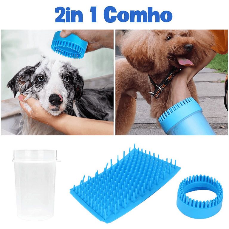 Dog Paw Cleaner Portable Dog Foot Cleaner Dog Scrubber for Bath 2 In 1 Portable Silicone Pet Cleaning Brush Feet Cleaner for Dogs Grooming with