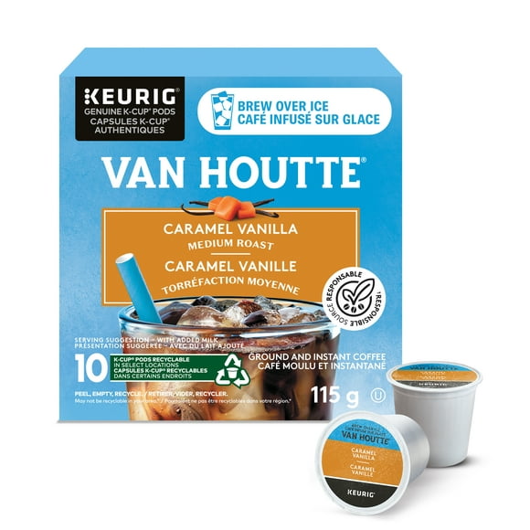 Capsules K-Cup de café infusé sur glace caramel vanille Van Houtte, torréfaction moyenne Boîte de 10