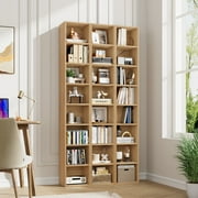 Homfa 8-Tier Wood Bookcase, 71 Tall Storage Cube Organizer with Adjustable Shelves, Nature