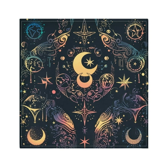 JSTEL Moon Stars Alchemy Witch Cloth Napkins Set of 1, 20x20 Inch Washable and Reusable Napkin for Decoupage Dinner Party Everyday Use