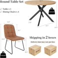 thumbnail image 2 of 45.3'' Walnut Round Dining Table Set for 4, Mid Century Modern Small Coffee Set for Dining Room Kitchen Apartment (Oak Table + 4 U-Shaped White Chairs), 2 of 7