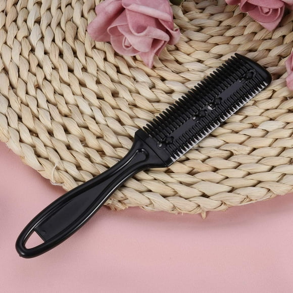 Hair Thinner Comb 3 Pieces Hair Trimmer Comb Razor with Comb Hair Scissors Scissors Double Edge Razor Blades (Black)