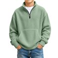 thumbnail image 2 of Boys Quarter Zip Sweatshirts Waffle Knit Fashion Long Sleeve Pullover Tops Soft Casual Outfits 3-14Y, 2 of 7