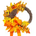 thumbnail image 6 of Fall Wreath Autumn Thanksgiving Decoration Artificial Floral Wreaths with Daisy Acorns Pumpkins Farmhouse Harvest Wreath for Home Front Door 18" Design3, 6 of 8