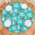 thumbnail image 2 of Turquoise Christmas Tree Pattern Round Fitted Tablecloth with Elastic Edge,Dining Table Cover Waterproof,Outdoor Round Tablecloth for Camping,Dining,Indoor and Outdoor, 2 of 7
