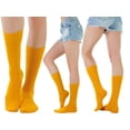 thumbnail image 4 of ToBeInStyle Pack of 3 Unisex Colorful One Size Fits Most Dress Crew Socks - Mustard, 4 of 6