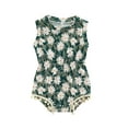 thumbnail image 1 of Franhais Infant Girls Casual Summer Romper, Green Floral Print Round Neck Sleeveless Fringed Jumpsuit, 1 of 9