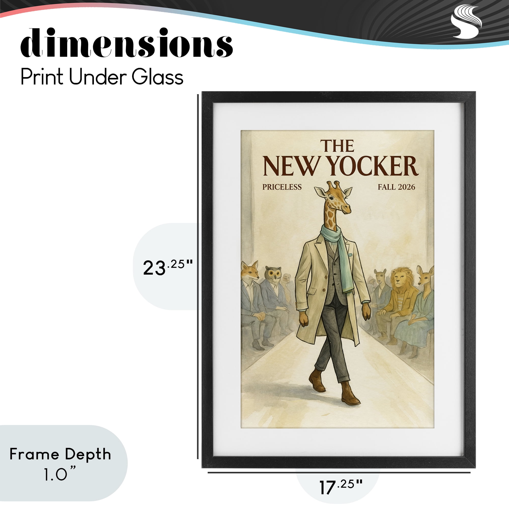 Stupell Industries New Yocker Giraffe Model Black Framed Print Under Glass, design by Grotto Studios