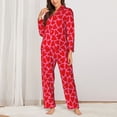 thumbnail image 2 of KLL Love Heart Print Women's Long Sleeve Pajamas with Pants Sleepwear Loungewear 2 Set-XX-Large, 2 of 7