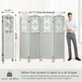 thumbnail image 6 of 4 Panel Room Divider 5.6FT Wood Carved Room Divider Folding Privacy Screen with Double Hinges, Free Assembled Portable Partition Screen Divider for Room Separation Home Office - Retro White, 6 of 16